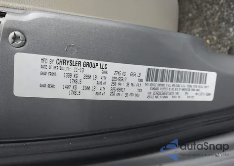 2014 Dodge Grand Caravan Sxt z USA, uszkodzony, nr VIN 2C4RDGCG6ER213979